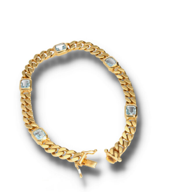 Gelbgold Armband mit echtem Blautopas – Bild 2