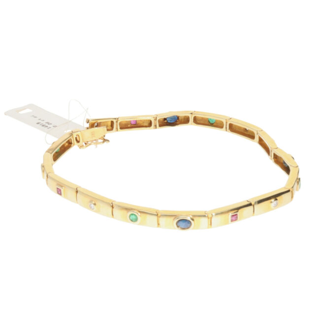 Gelbgoldarmband mit multicolor Steinen